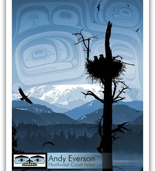 Native fine art print called Nest by indigenous artist Andy Everson