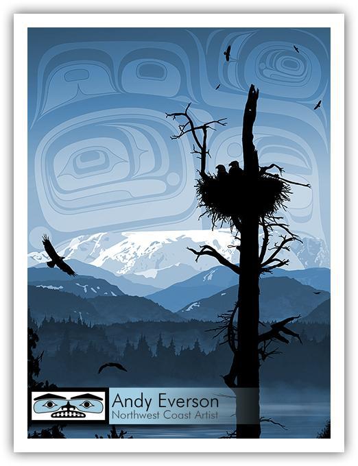 Native fine art print called Nest by indigenous artist Andy Everson