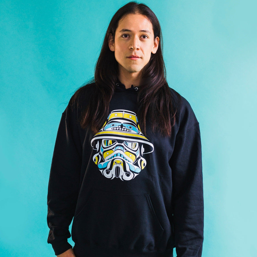 Native apparel hoodie called Idle No More by indigenous artist Andy Everson