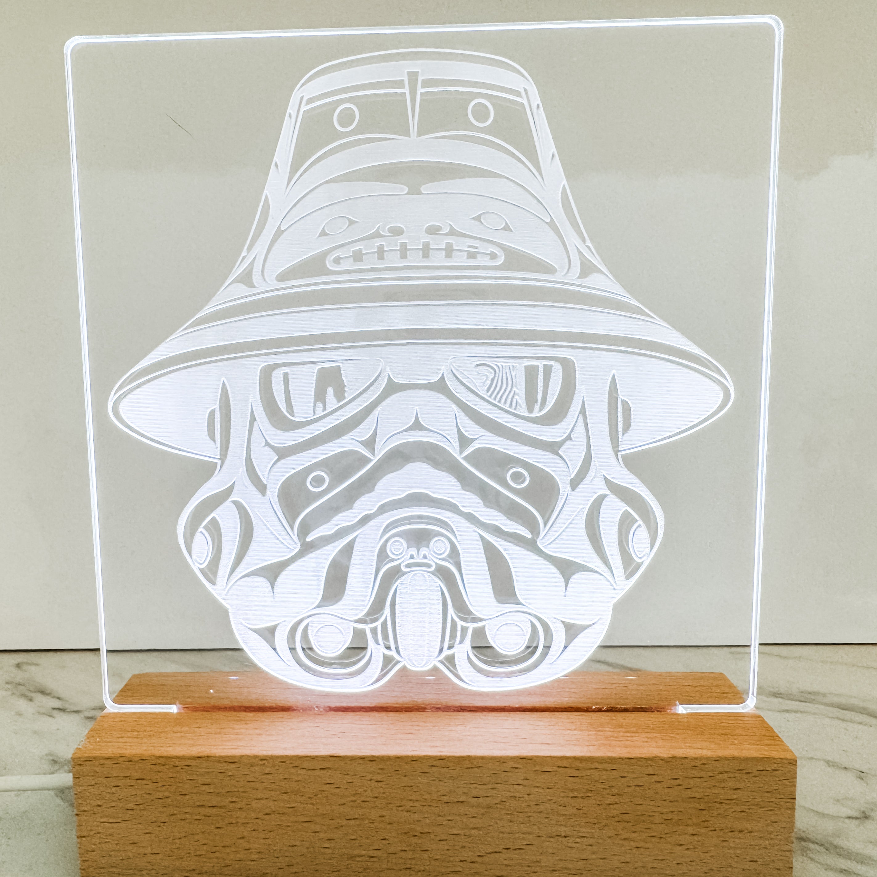 Customizable 6x7 inch LED light featuring original Northwest Coast Native art designs, ideal as a nightlight