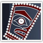 Close up Native fine art print called Oceans of Wealth by indigenous artist Andy Everson