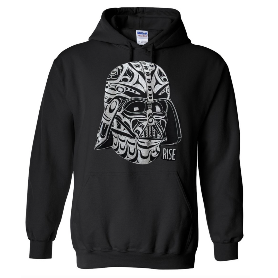 Unisex hoodie called Rise by indigenous artist Andy Everson