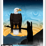 Native fine art print called Sentinel by indigenous artist Andy Everson