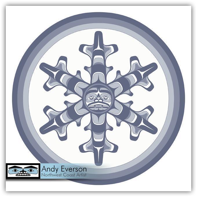 Native fine art print called Snowflake by indigenous artist Andy Everson