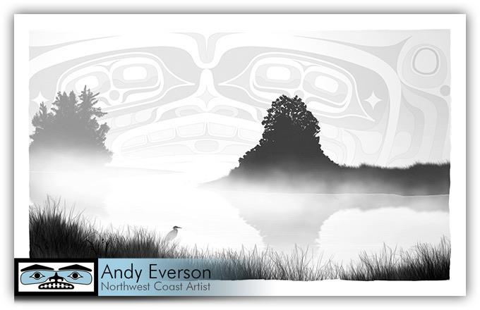 Native fine art print called Stillness by indigenous artist Andy Everson