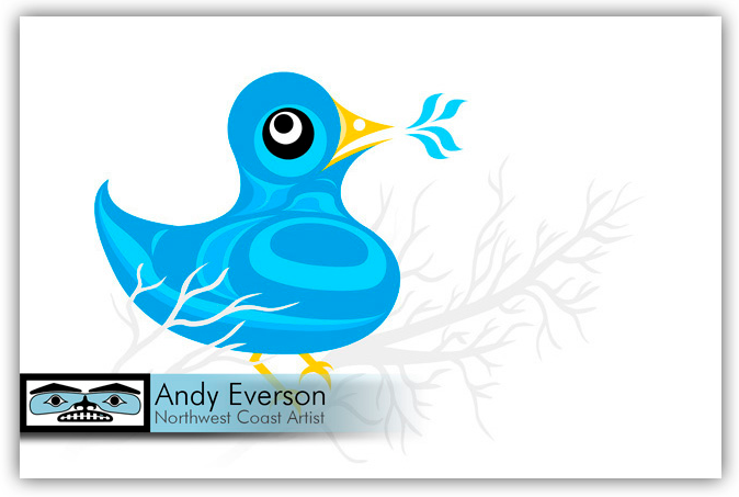 Native fine art print called Tweet by indigenous artist Andy Everson