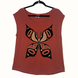 Butterfly Woman’s Eco-Friendly Cap Sleeve - Brick Dust