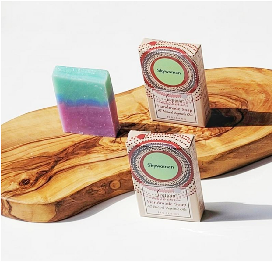Close up of Sequoia soaps by indigenous artist 19
