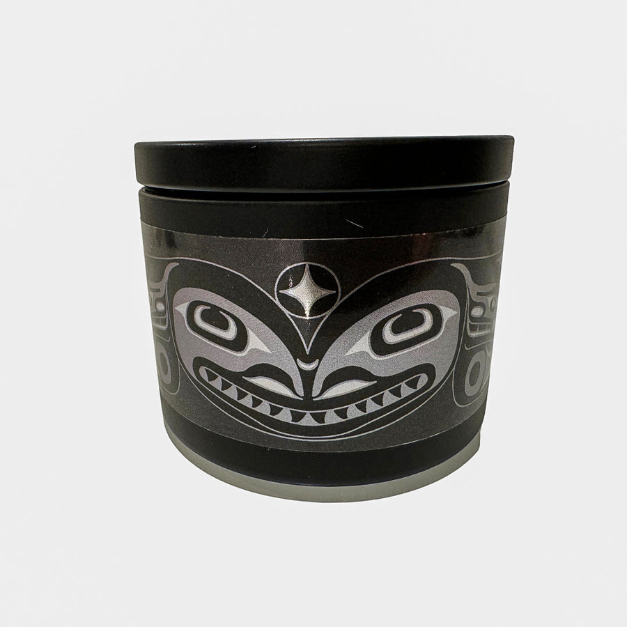 Close up of Illuminated Intentions candle collection by indigenous artist 4