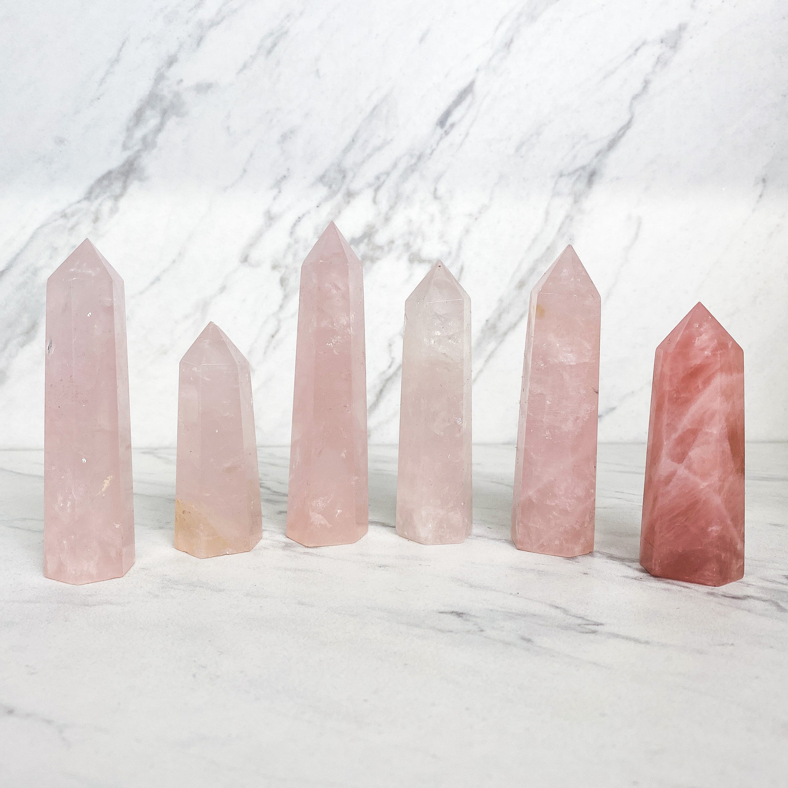 Close up of crystal polished points by indigenous artist