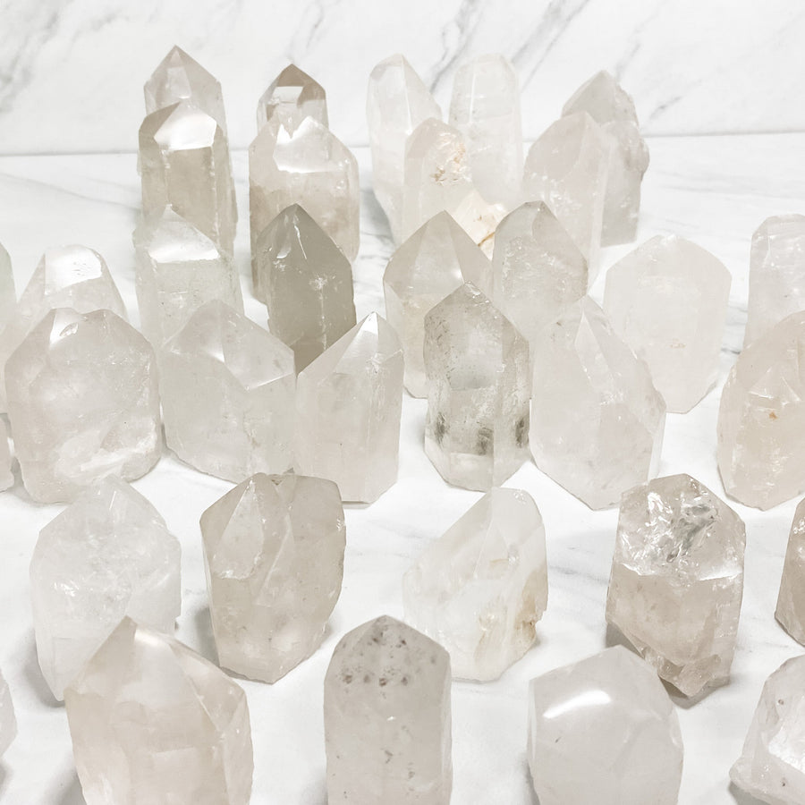 Close up of quartz points by indigenous artist