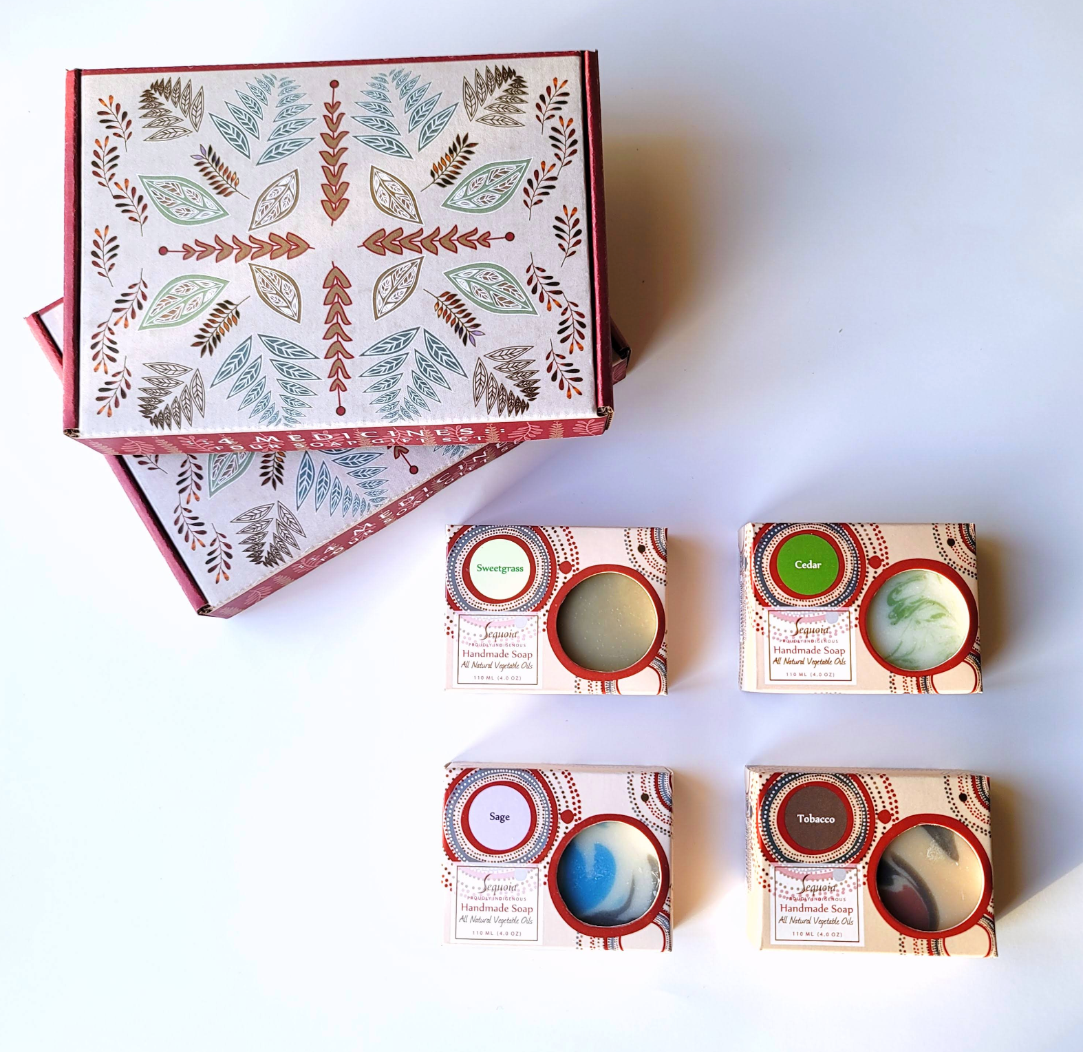 Close up of Sequoia soap gift sets by indigenous artist 2