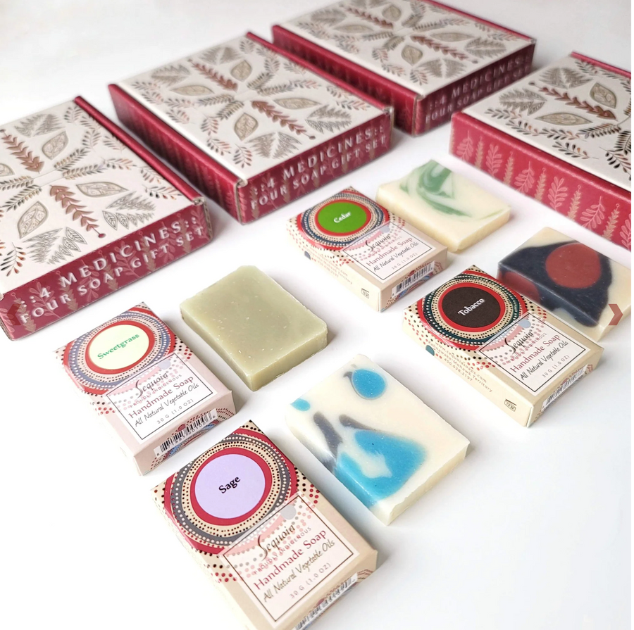 Close up of Sequoia soap gift sets by indigenous artist 3