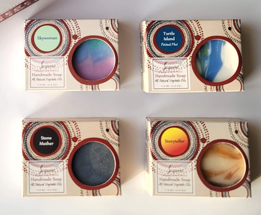 Close up of Sequoia soap gift sets by indigenous artist 5