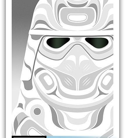 Native fine art print called Winter Warrior by indigenous artist Andy Everson