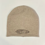 womens cashmere winter hat created by indigenous artist in cream
