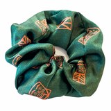 womens scrunchies created by indigenous artist in multi colored green