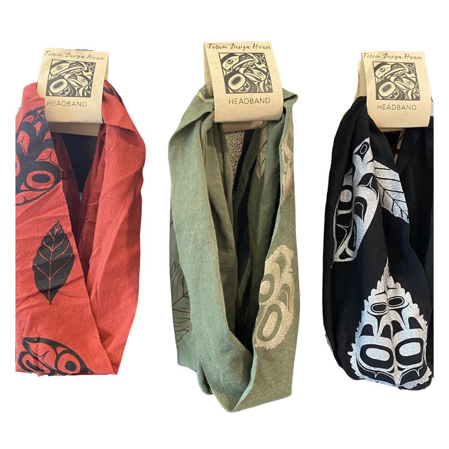 Trio of womens hand printed headband by indigenous artist