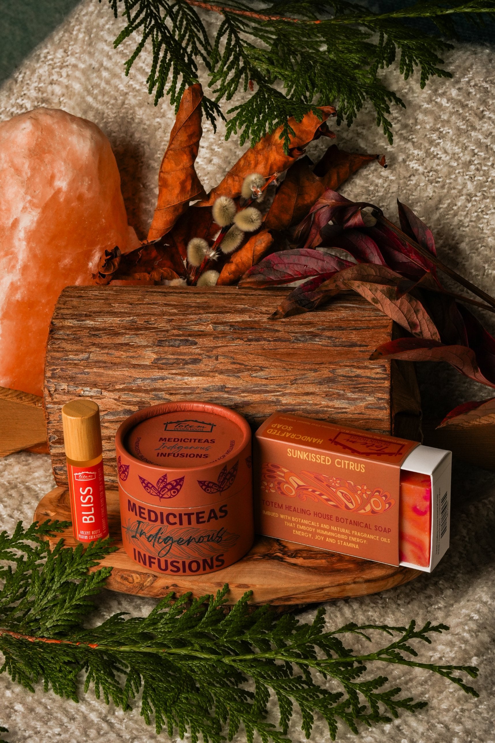 Daily Ritual Set – Bliss: Earl Grey MediciTeas tin, Bliss roll-on and Hummingbird Sunkissed Citrus botanical soap
