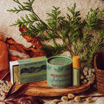 Daily Ritual Set – Soothe: Green Tea MediciTeas tin, Soothe roll-on and Raven Invigorating Spice botanical soap