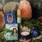 Friendship Set: Clear Quartz crystal bracelet, Sacred Sweetgrass spray, Star Woman candle and The Sacred Medicine Oracle by Asha Frost
