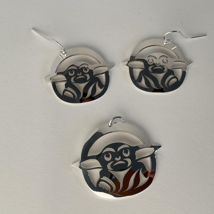 Close up of Baby pendant by indigenous artist sterling silver 2