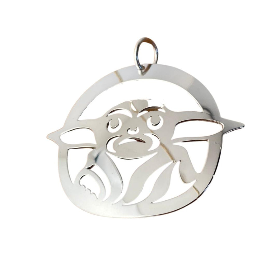Close up of Baby pendant by indigenous artist sterling silver