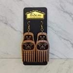 Close up up of comb earrings by indigenous artist acrylic 2