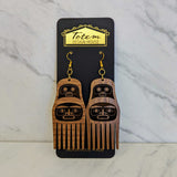 Close up up of comb earrings by indigenous artist acrylic 2