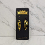 Close up of feather earrings by indigenous artist sterling silver or brass 7