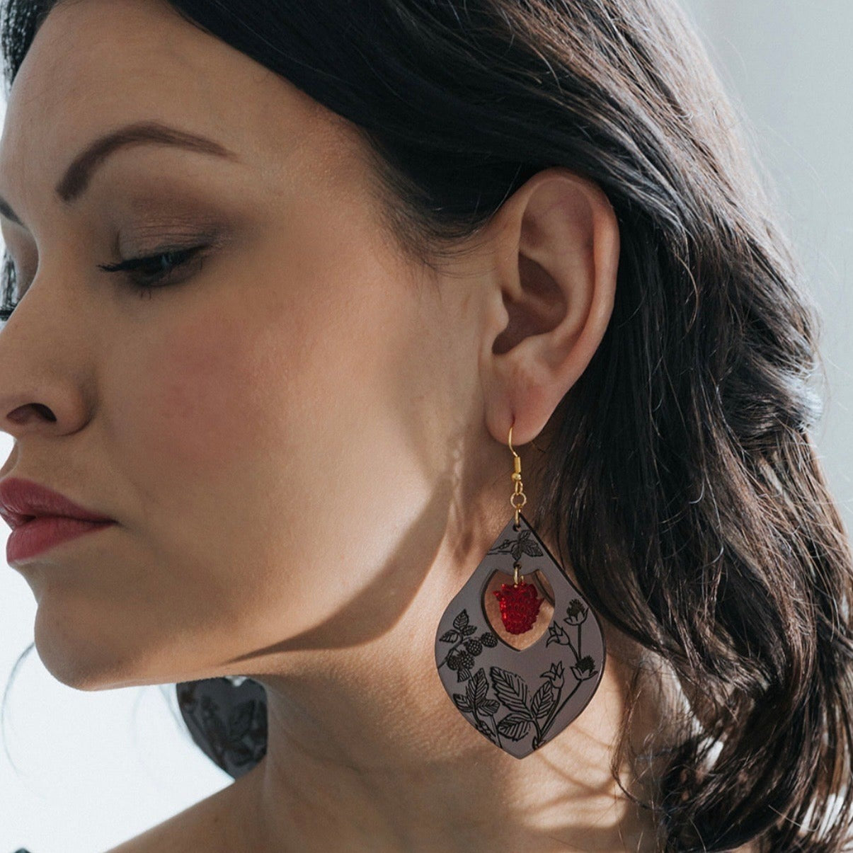 Close up of medicine collection earrings by indigenous artist acrylic 8