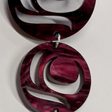 Close up of earrings Moon Drops by indigenous artist acrylic 2