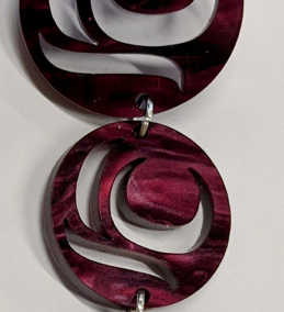 Close up of earrings Moon Drops by indigenous artist acrylic 2