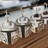 Close up of Protector earrings by indigenous artist sterling silver 3