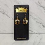 Close up of Protector earrings by indigenous artist sterling silver 5