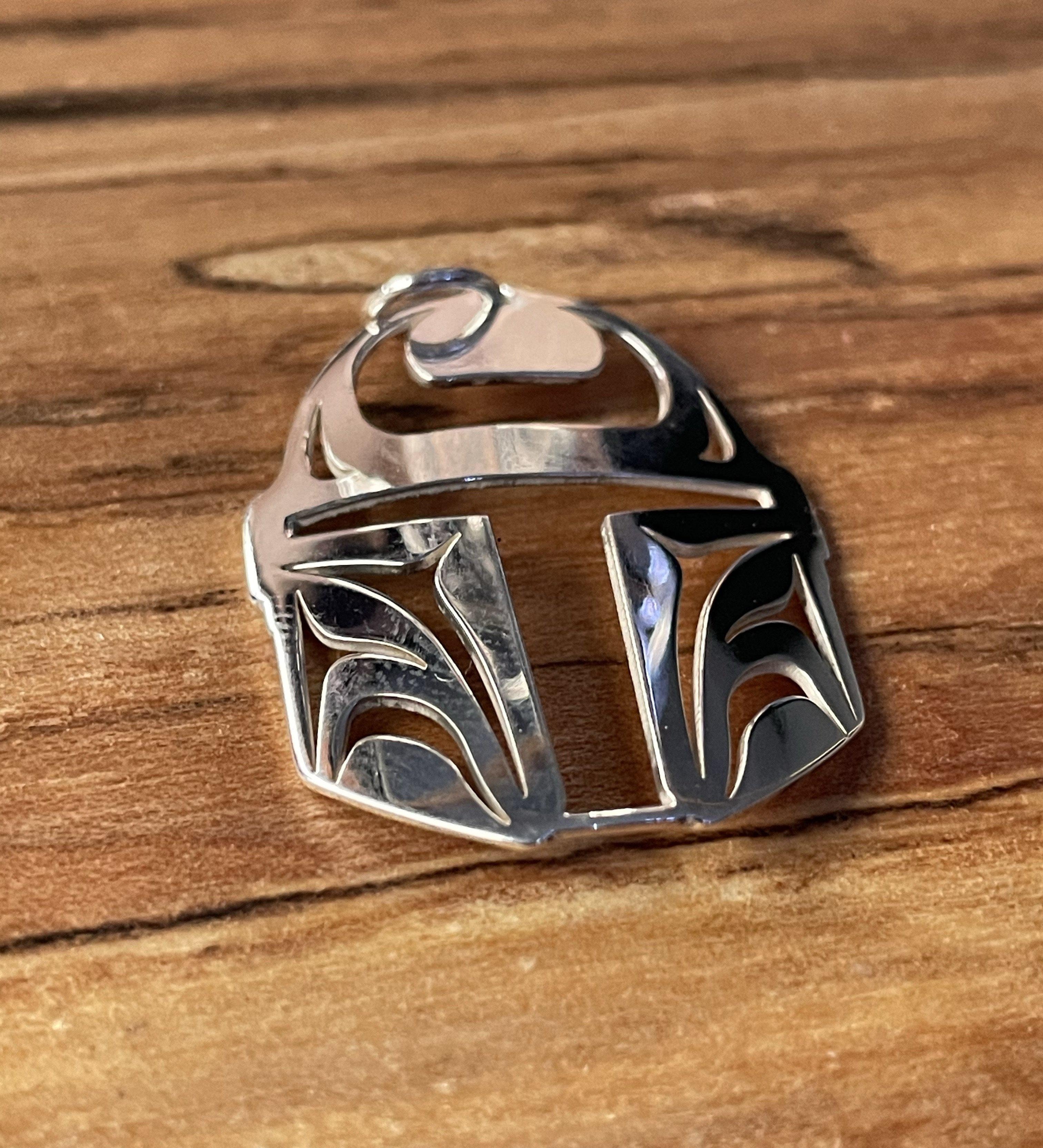 Close up of Protector pendant by indigenous artist sterling silver 3