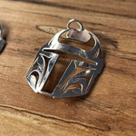 Close up of Protector pendant by indigenous artist sterling silver 4