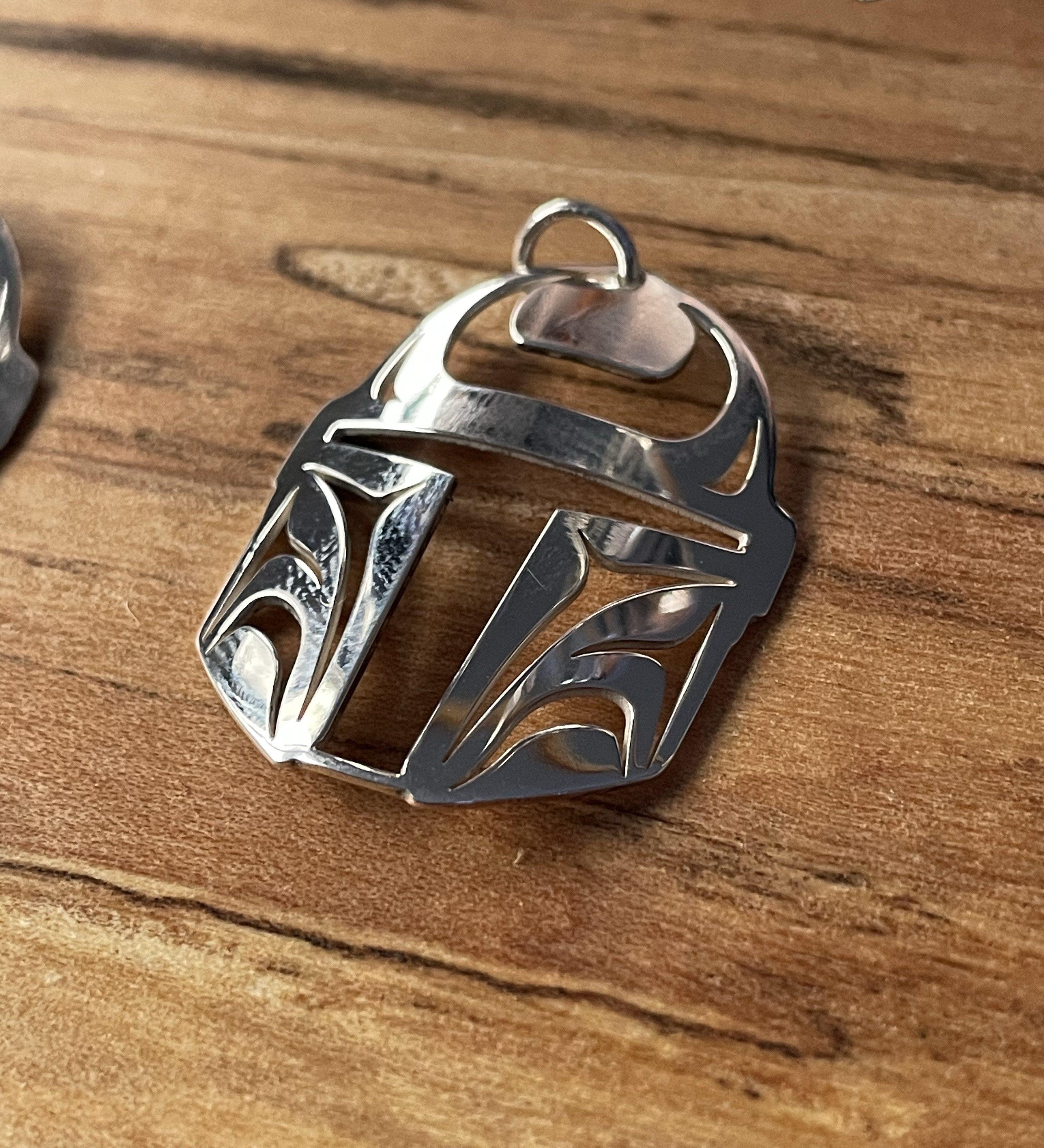 Close up of Protector pendant by indigenous artist sterling silver 4