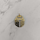 Close up of Protector pendant by indigenous artist sterling silver or brass 4