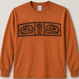 Texas Orange Gildan 2400 long sleeve tee with the dowry board design printed in brown ink