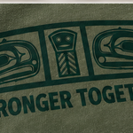 Close-up of the dark green print on Cactus heather cotton