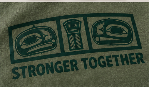 Close-up of the dark green print on Cactus heather cotton