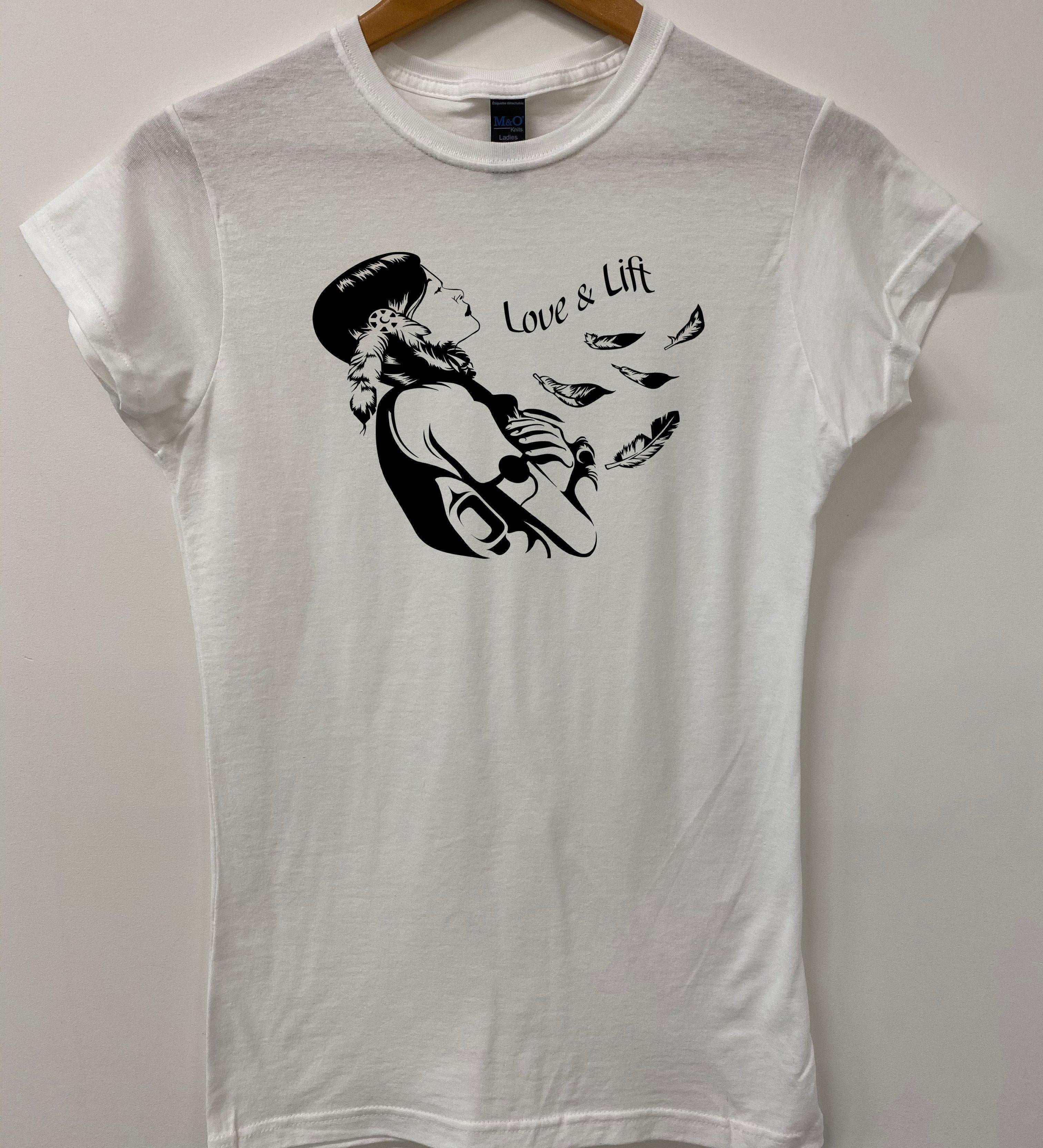 "Love & Lift" Womans White Cotton T-shirt.