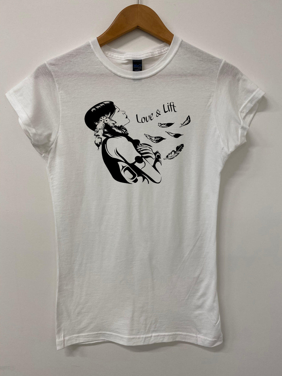 "Love & Lift" Womans White Cotton T-shirt.
